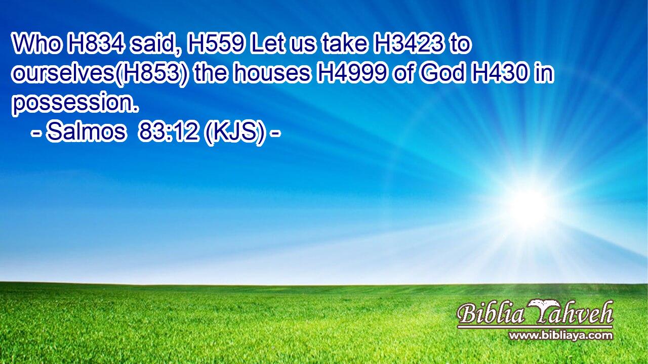Who H834 said, H559 Let us take H3423 to ourselves(H853) the houses H4999 of God H430 in possession.