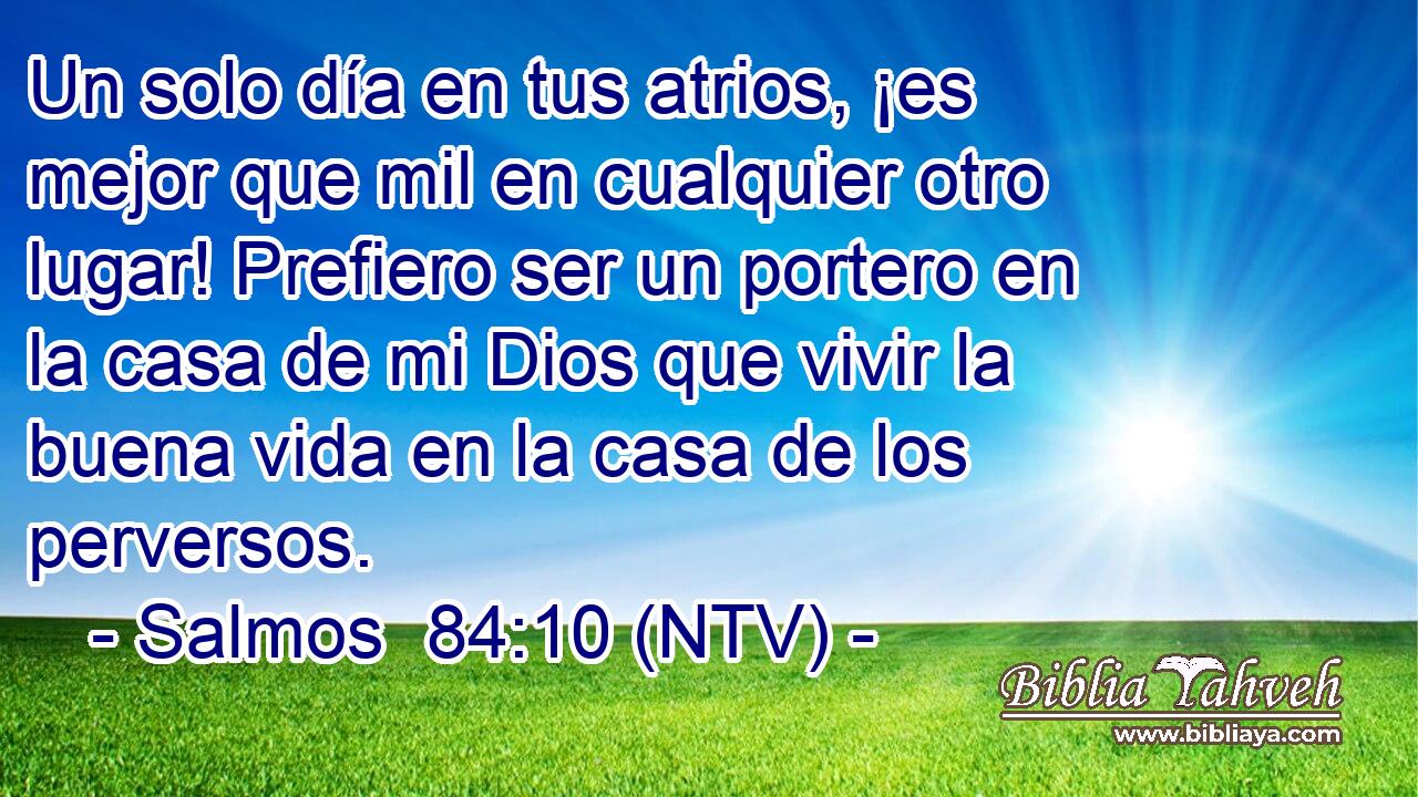 Un solo día en tus atrios, ¡es mejor que mil en cualquier otro lugar! Prefiero ser un portero en la casa de mi Dios que vivir la buena vida en la casa de los perversos.