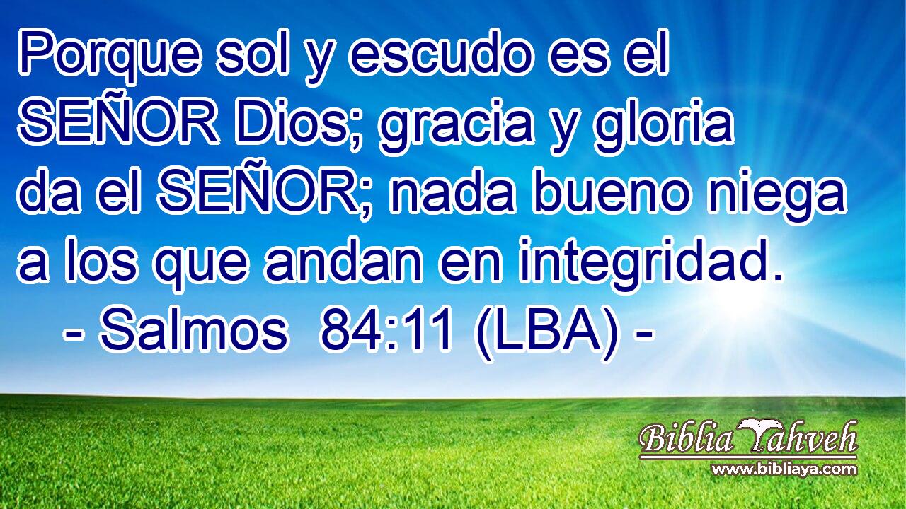 Porque sol y escudo es el SEÑOR Dios; gracia y gloria da el SEÑOR; nada bueno niega a los que andan en integridad.
