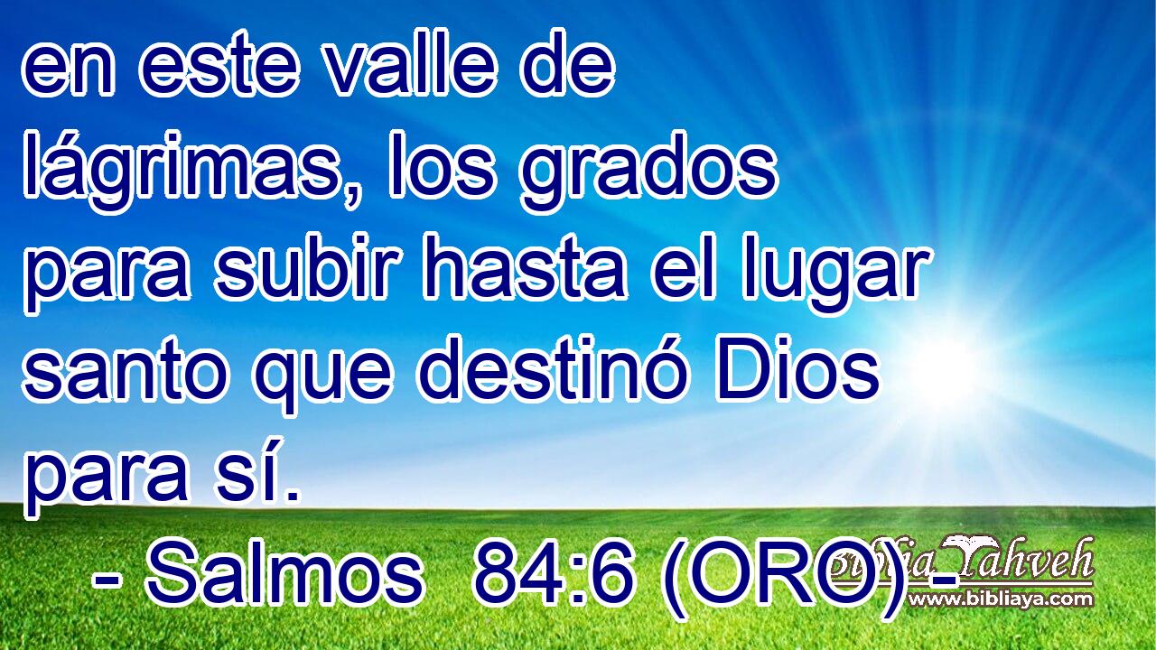  en este valle de lágrimas, los grados para subir hasta el lugar santo que destinó Dios para sí. 