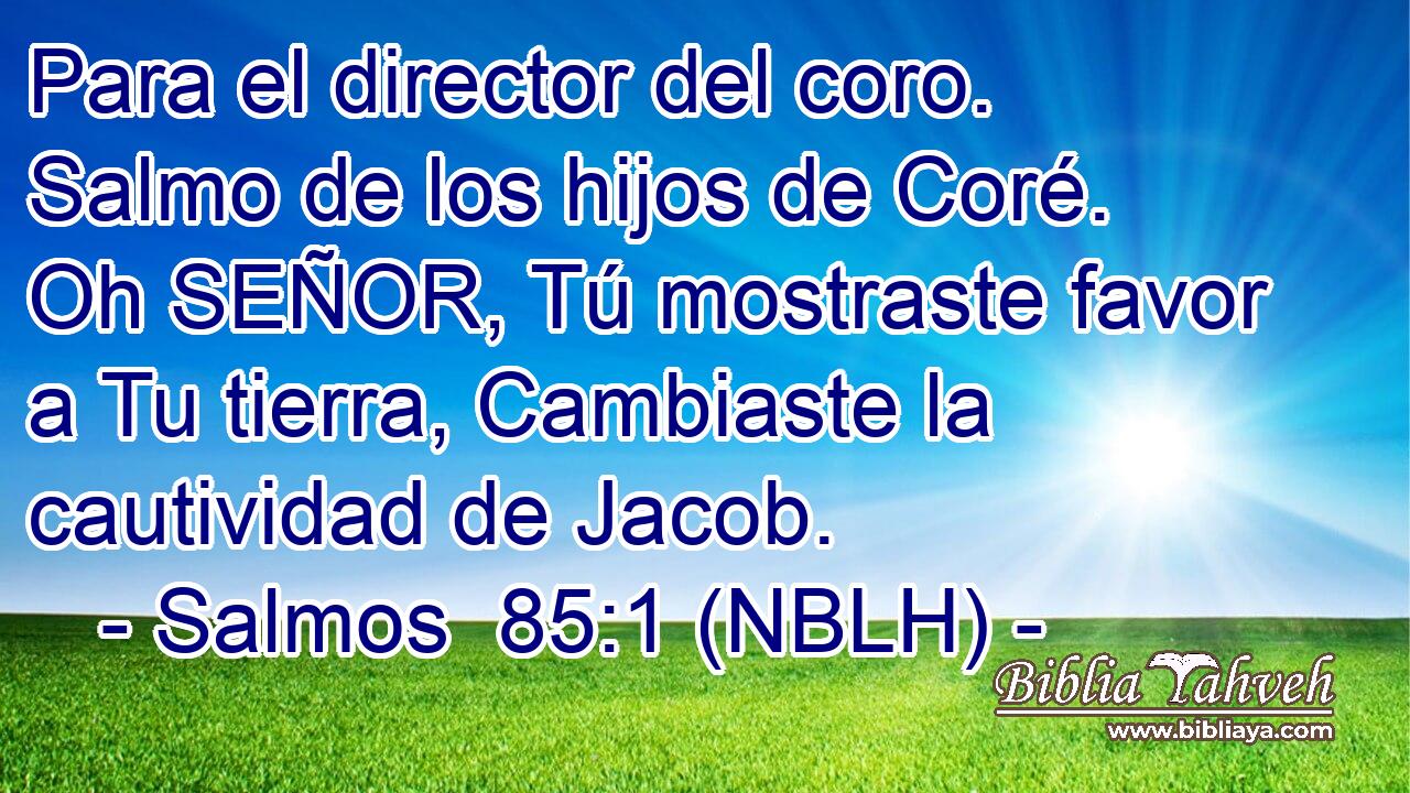  Para el director del coro. Salmo de los hijos de Coré. Oh SEÑOR, Tú mostraste favor a Tu tierra, Cambiaste la cautividad de Jacob. 