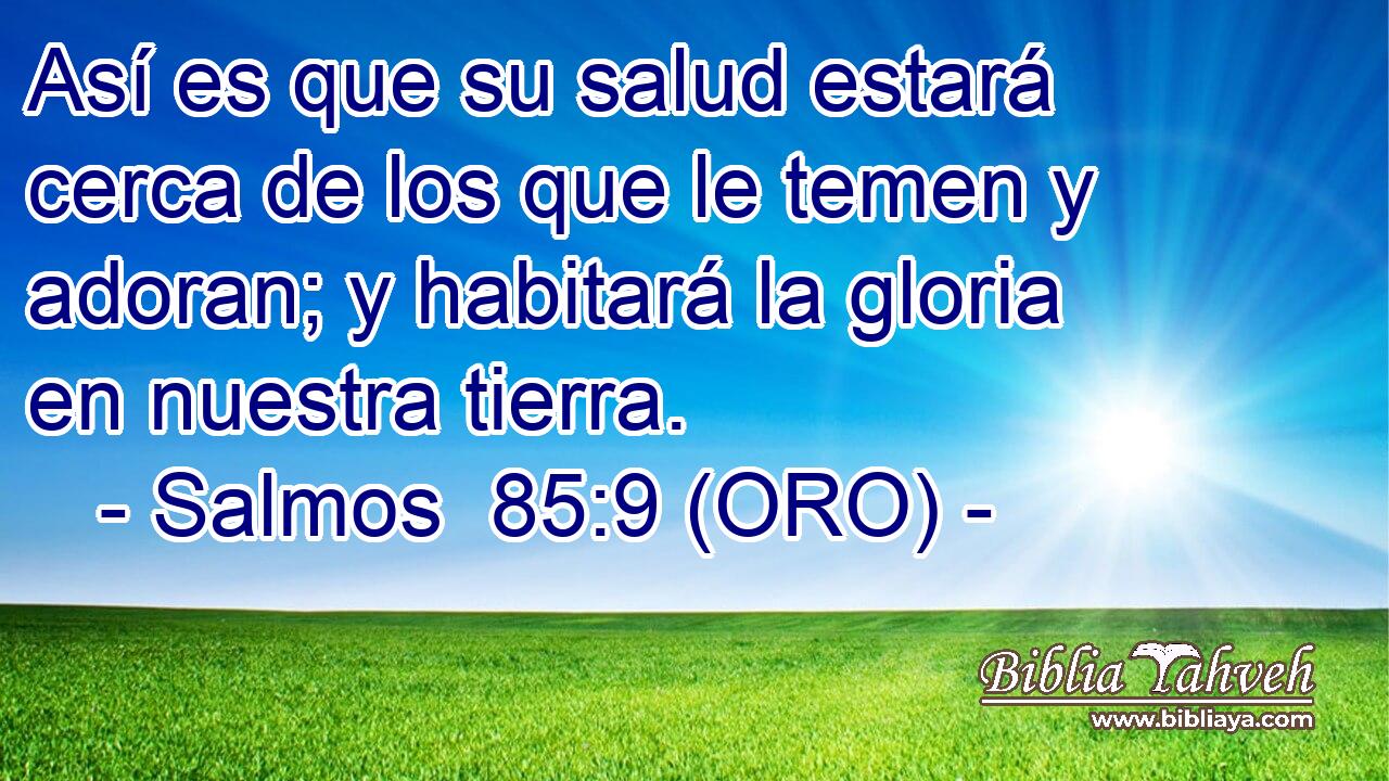  Así es que su salud estará cerca de los que le temen y adoran; y habitará la gloria en nuestra tierra. 