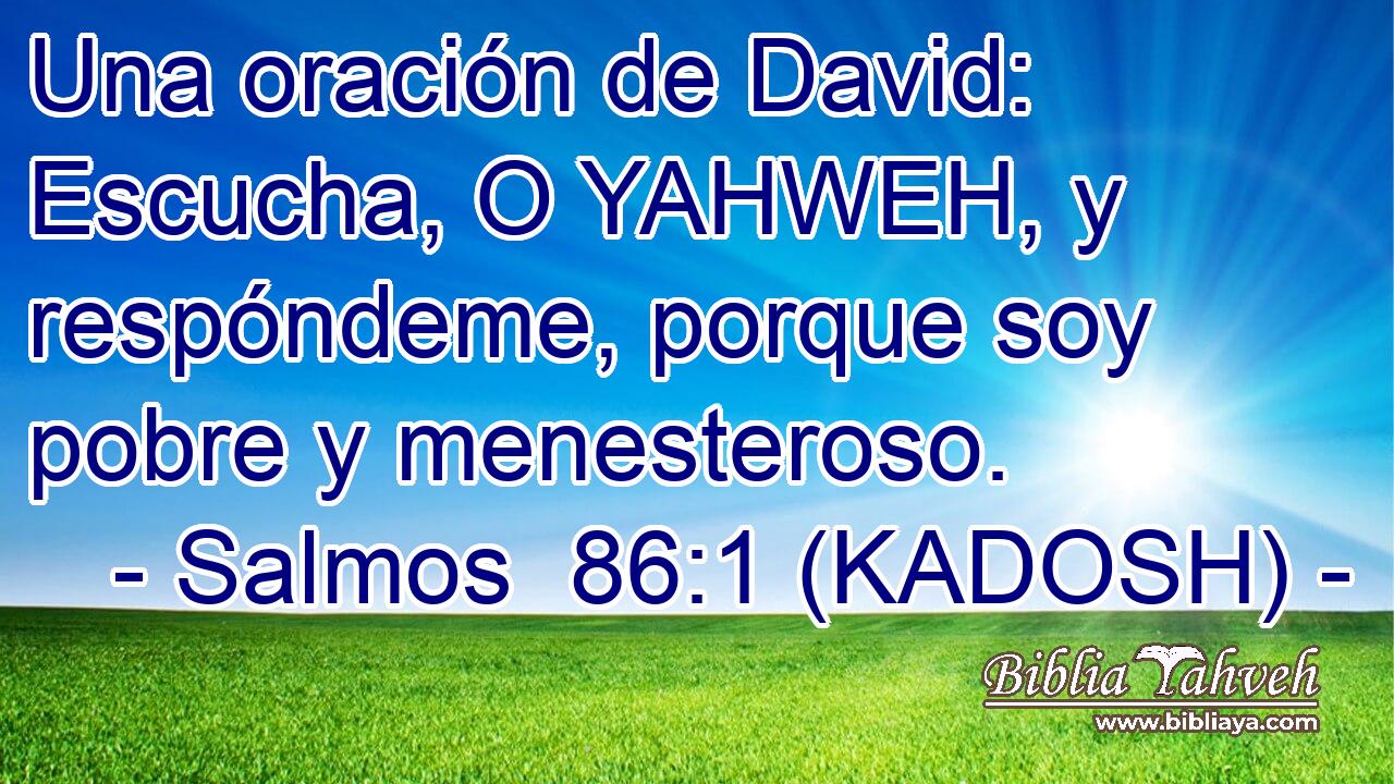 Una oración de David: Escucha, O YAHWEH, y respóndeme, porque soy pobre y menesteroso. 
