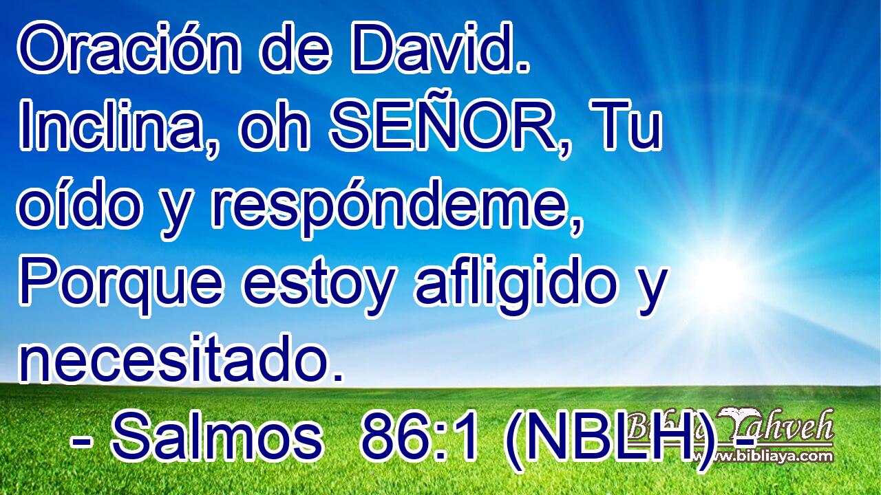  Oración de David. Inclina, oh SEÑOR, Tu oído y respóndeme, Porque estoy afligido y necesitado. 