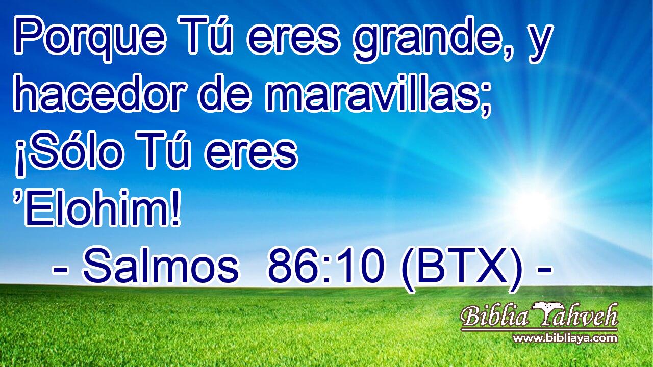 Porque Tú eres grande, y hacedor de maravillas; ¡Sólo Tú eres ’Elohim!