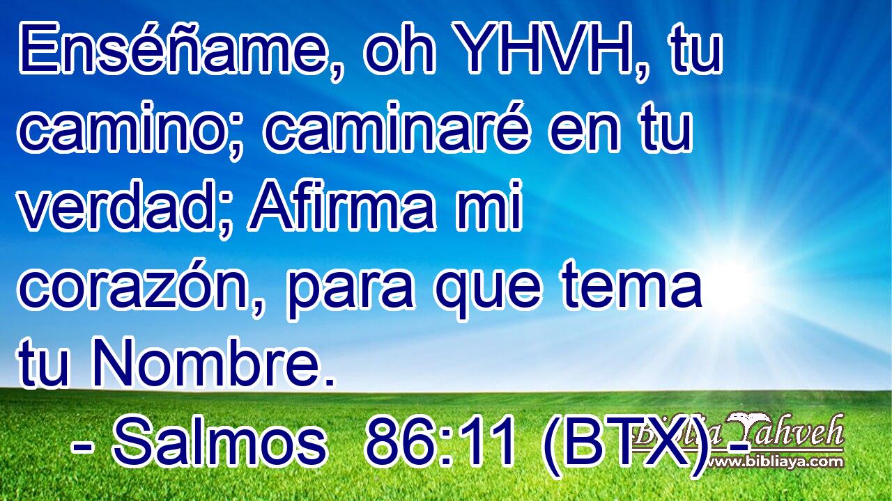 Enséñame, oh YHVH, tu camino; caminaré en tu verdad; Afirma mi corazón, para que tema tu Nombre.