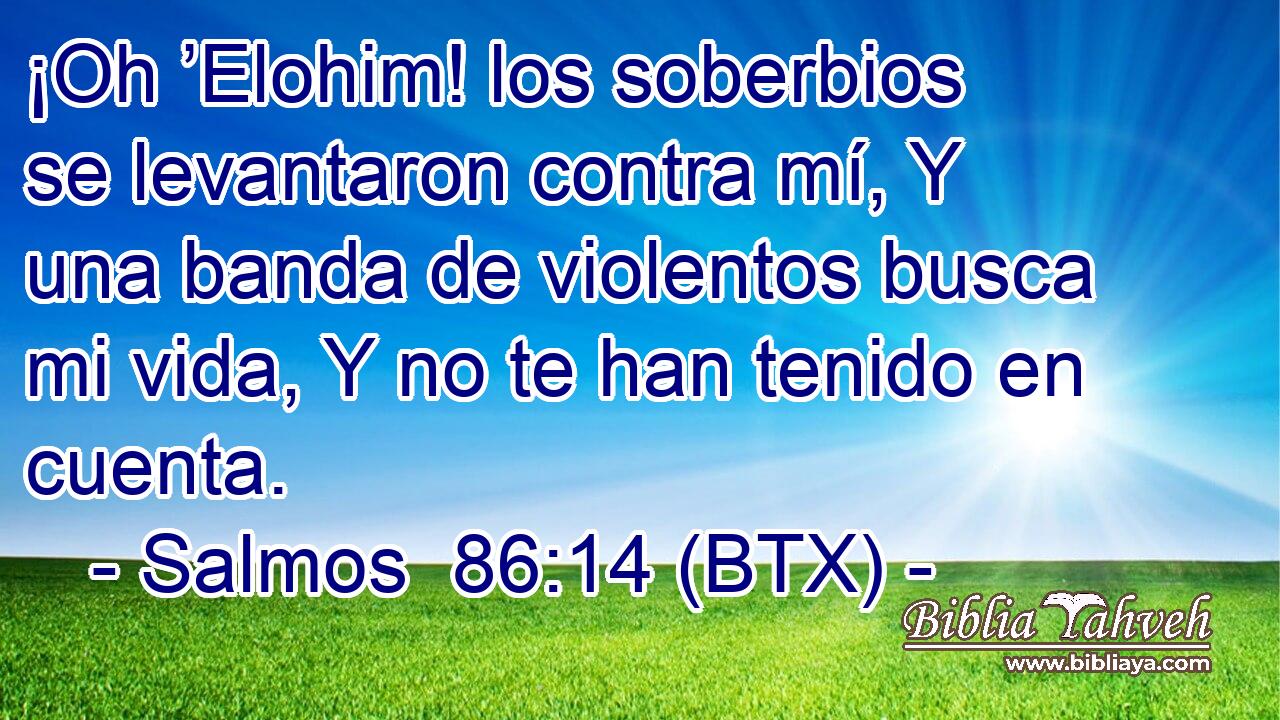 ¡Oh ’Elohim! los soberbios se levantaron contra mí, Y una banda de violentos busca mi vida, Y no te han tenido en cuenta.