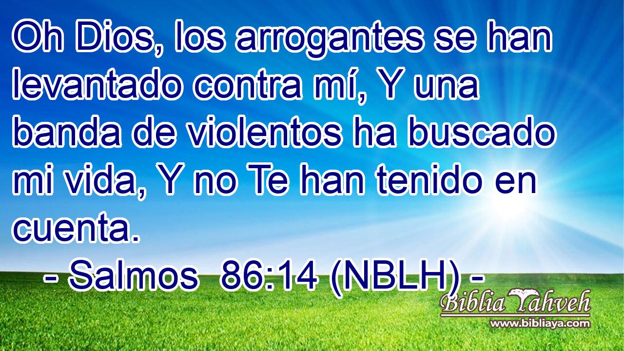  Oh Dios, los arrogantes se han levantado contra mí, Y una banda de violentos ha buscado mi vida, Y no Te han tenido en cuenta. 