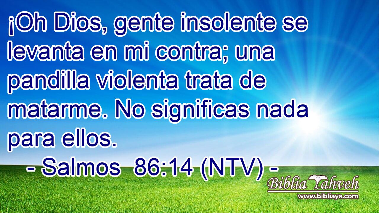 ¡Oh Dios, gente insolente se levanta en mi contra; una pandilla violenta trata de matarme. No significas nada para ellos.