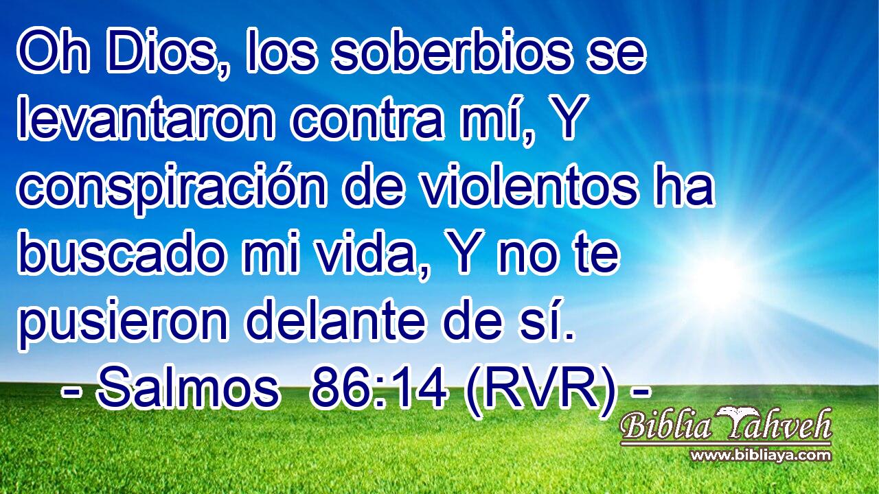 Oh Dios, los soberbios se levantaron contra mí, Y conspiración de violentos ha buscado mi vida, Y no te pusieron delante de sí.
