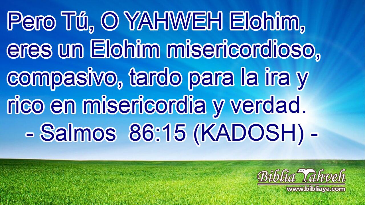  Pero Tú, O YAHWEH Elohim, eres un Elohim misericordioso, compasivo, tardo para la ira y rico en misericordia y verdad. 