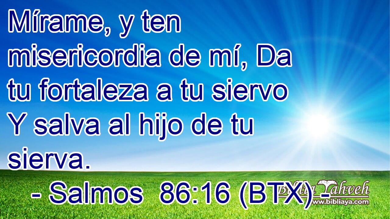 Mírame, y ten misericordia de mí, Da tu fortaleza a tu siervo Y salva al hijo de tu sierva.