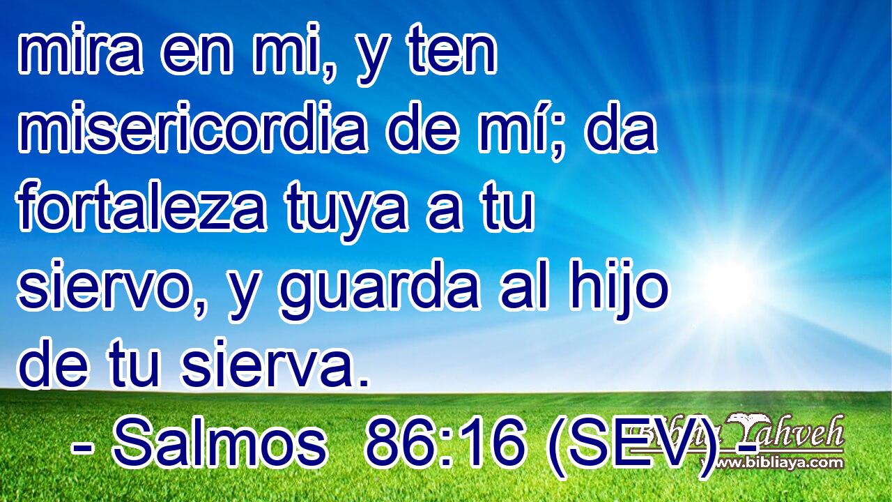 mira en mi, y ten misericordia de mí; da fortaleza tuya a tu siervo, y guarda al hijo de tu sierva.