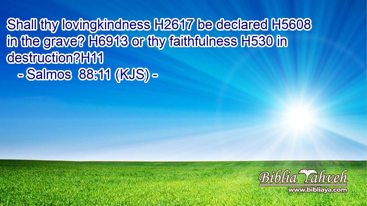Shall thy lovingkindness H2617 be declared H5608 in the grave? H6913 or thy faithfulness H530 in destruction?H11