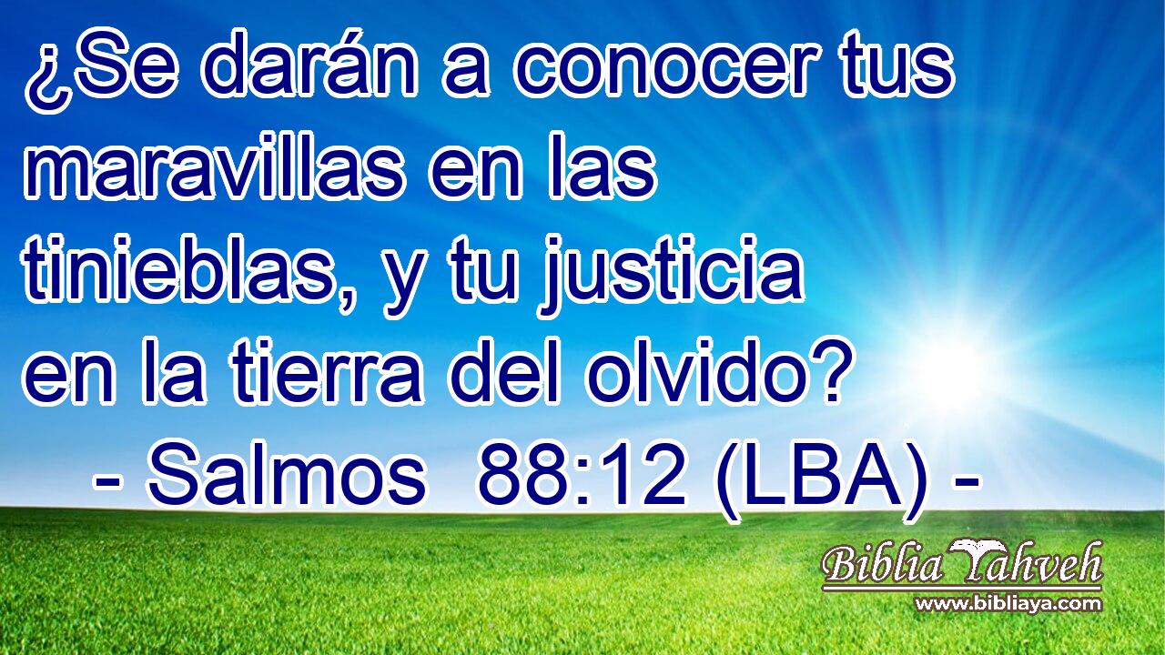 ¿Se darán a conocer tus maravillas en las tinieblas, y tu justicia en la tierra del olvido?