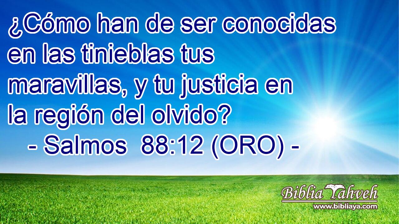  ¿Cómo han de ser conocidas en las tinieblas tus maravillas, y tu justicia en la región del olvido? 
