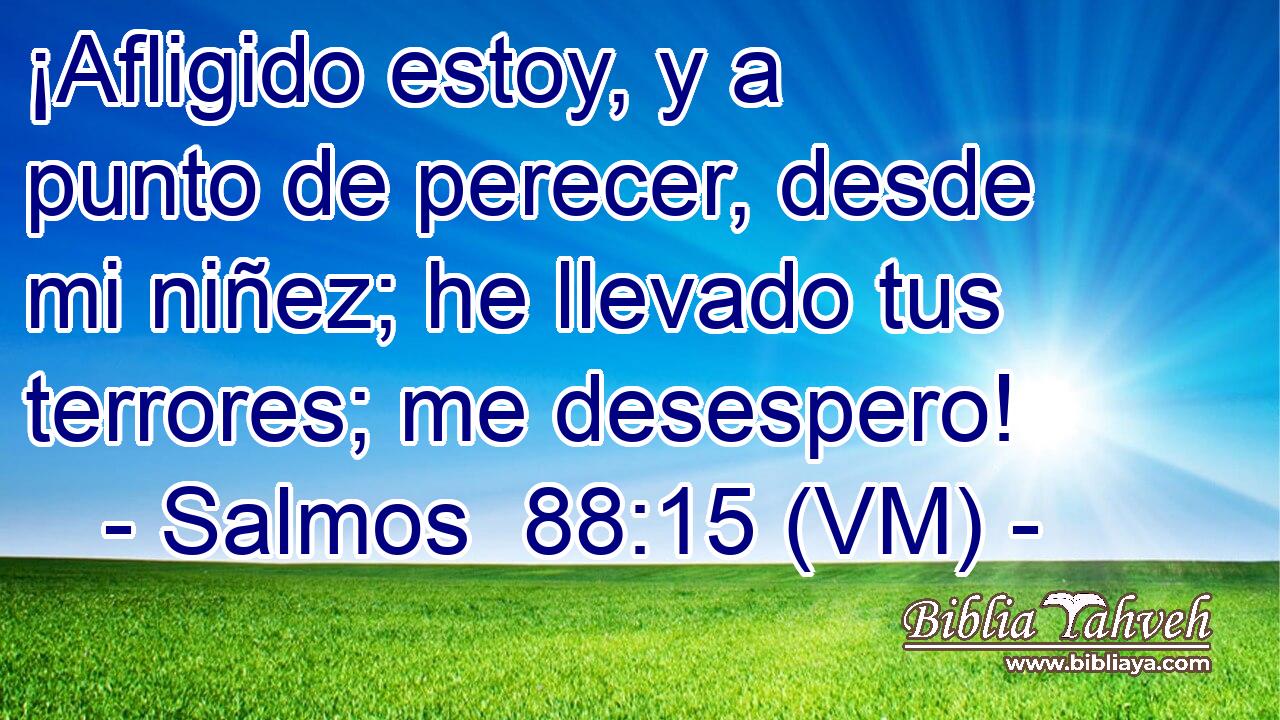  ¡Afligido estoy, y a punto de perecer, desde mi niñez; he llevado tus terrores; me desespero! 