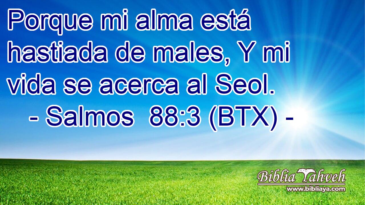 Porque mi alma está hastiada de males, Y mi vida se acerca al Seol.