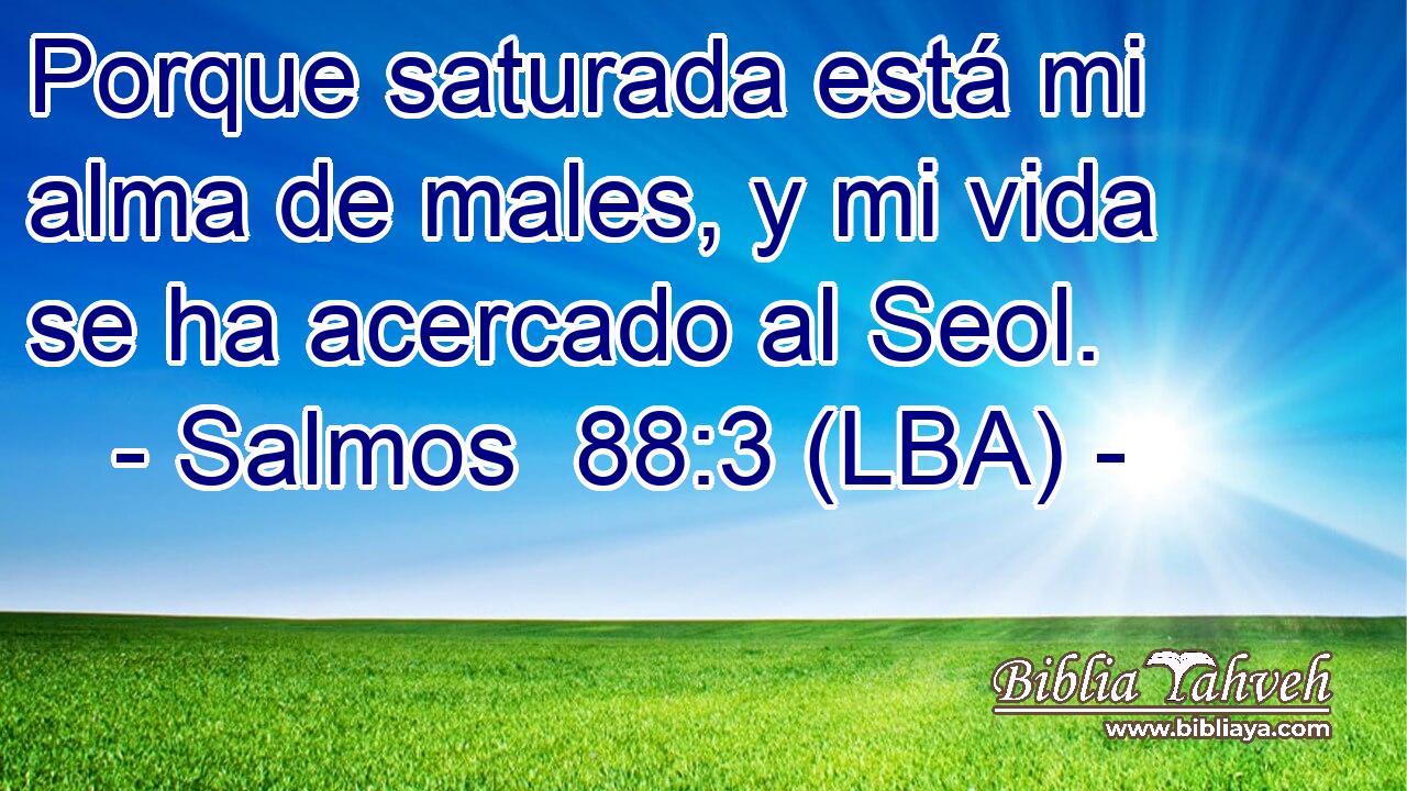 Porque saturada está mi alma de males, y mi vida se ha acercado al Seol.