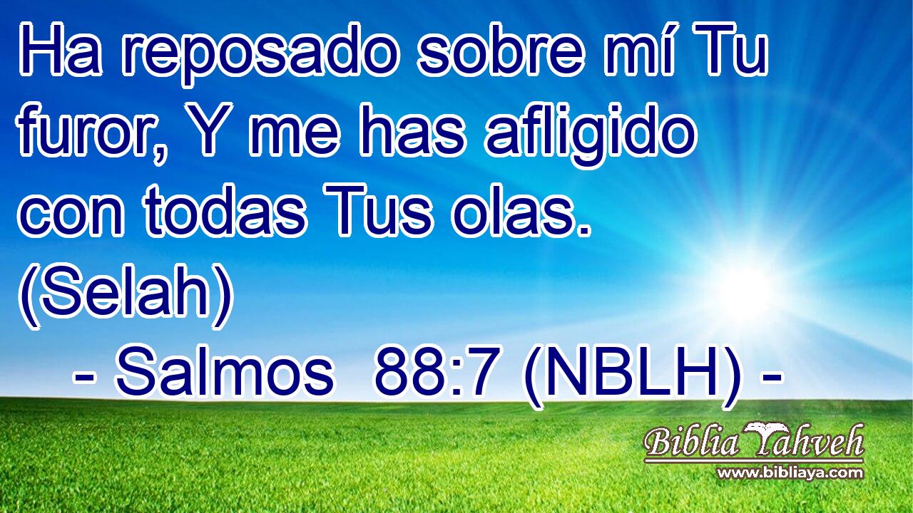  Ha reposado sobre mí Tu furor, Y me has afligido con todas Tus olas. (Selah) 