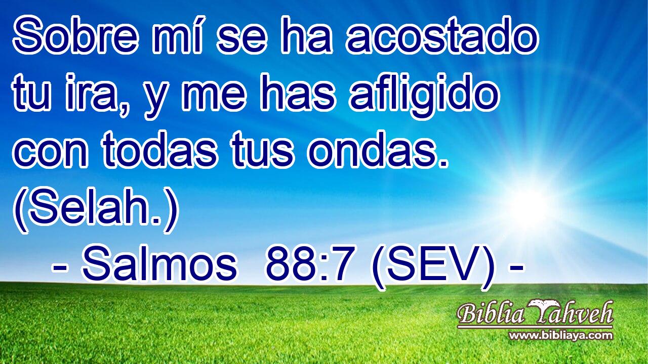 Sobre mí se ha acostado tu ira, y me has afligido con todas tus ondas. (Selah.)