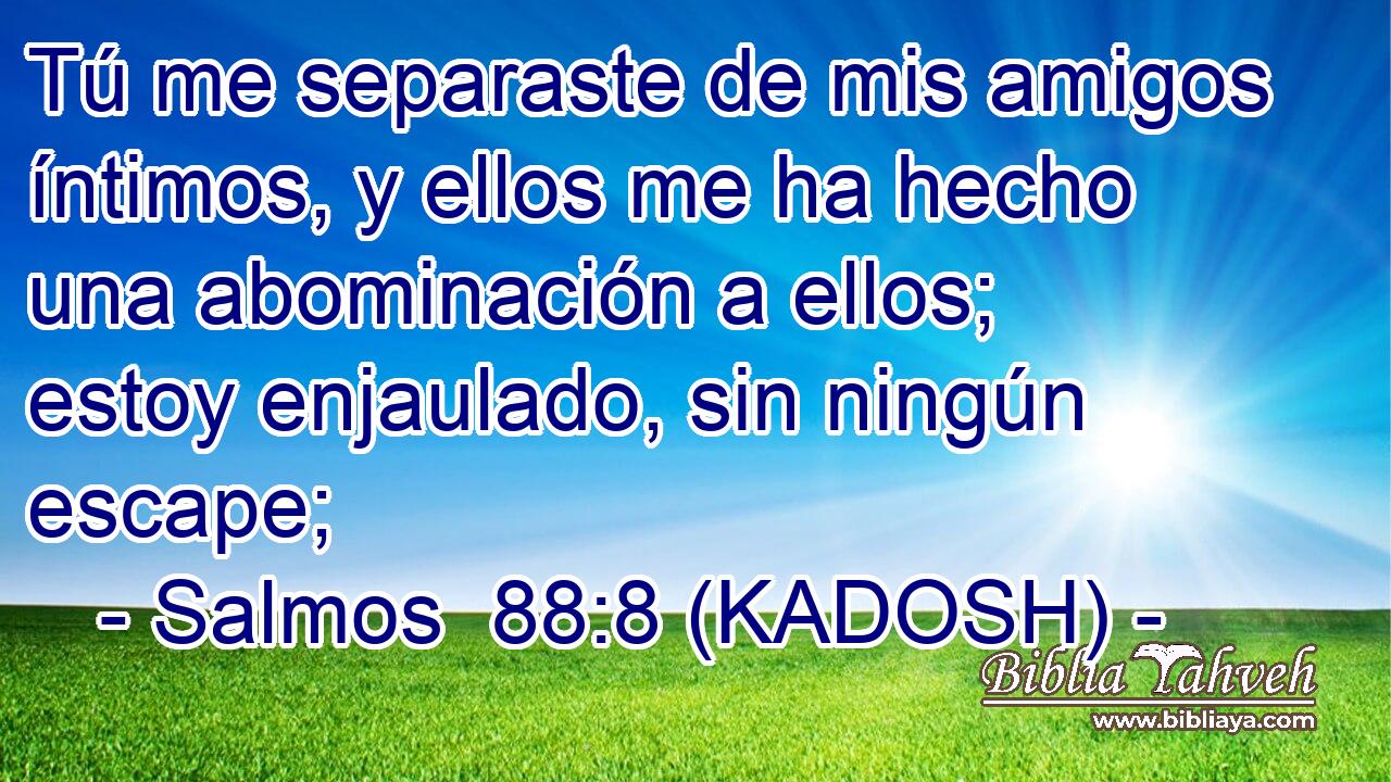  Tú me separaste de mis amigos íntimos, y ellos me ha hecho una abominación a ellos; estoy enjaulado, sin ningún escape; 