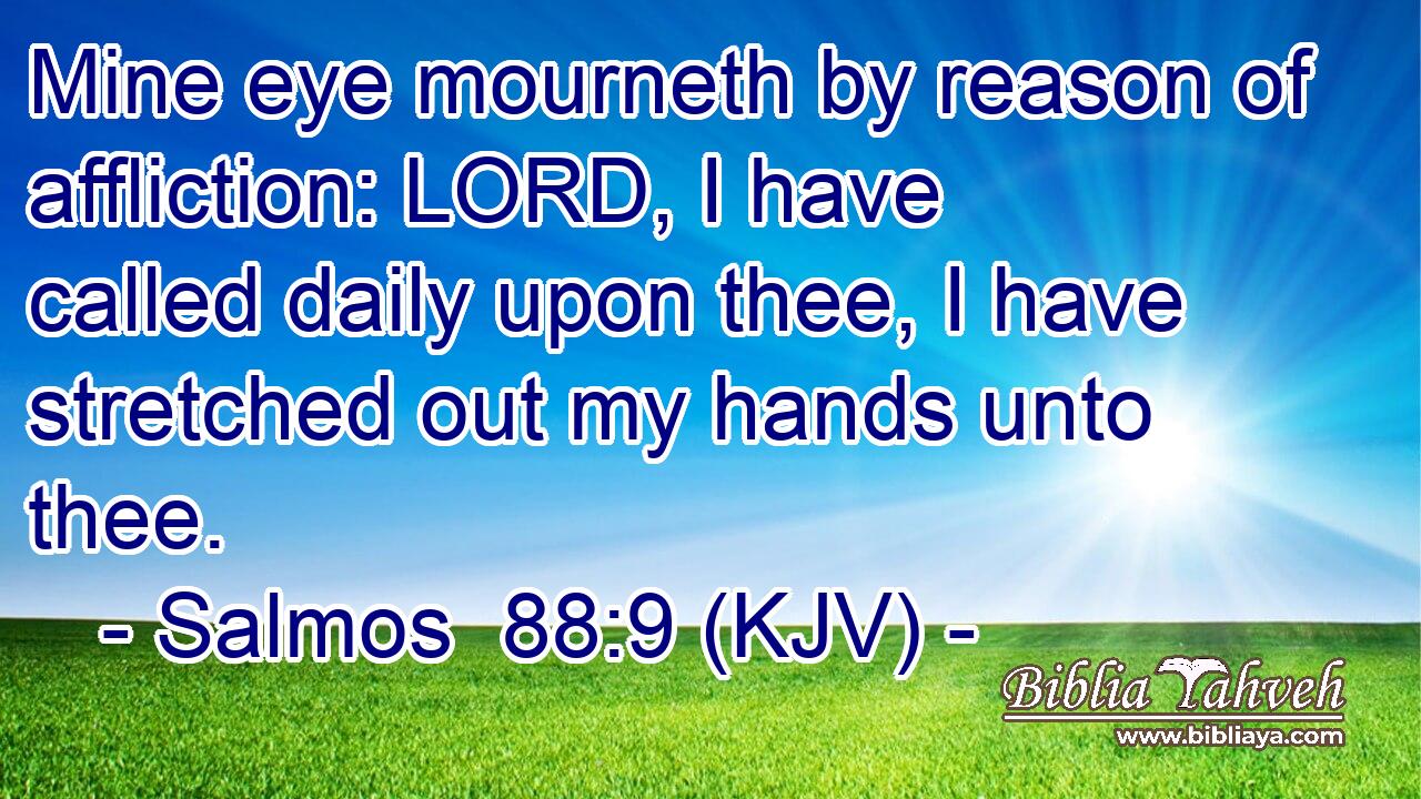 Mine eye mourneth by reason of affliction: LORD, I have called daily upon thee, I have stretched out my hands unto thee.