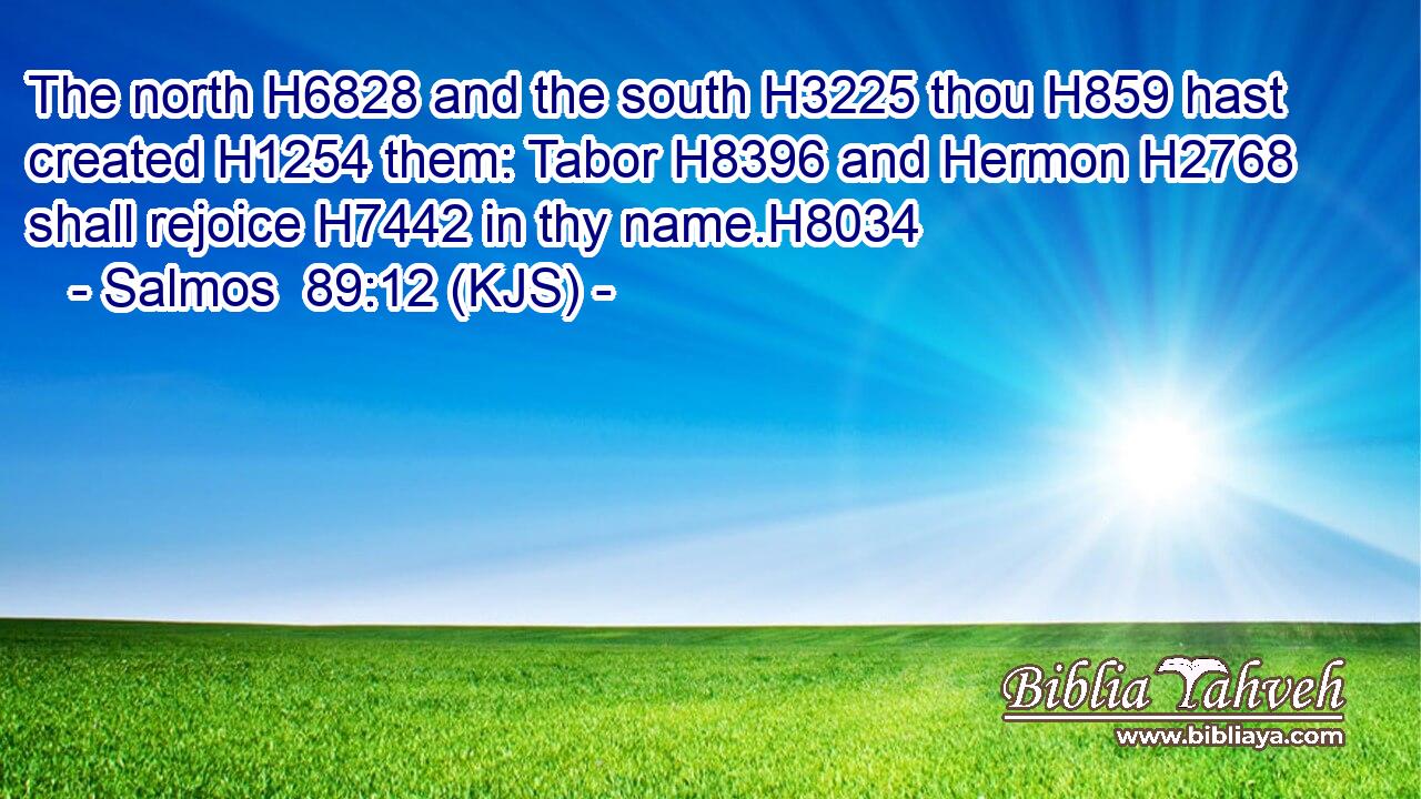 The north H6828 and the south H3225 thou H859 hast created H1254 them: Tabor H8396 and Hermon H2768 shall rejoice H7442 in thy name.H8034