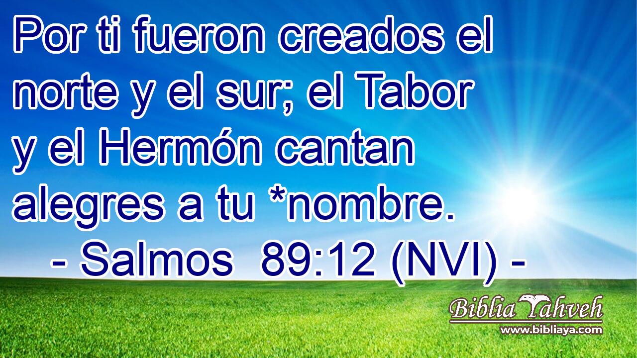  Por ti fueron creados el norte y el sur; el Tabor y el Hermón cantan alegres a tu *nombre. 