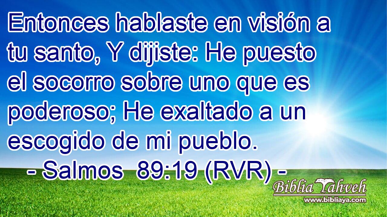Entonces hablaste en visión a tu santo, Y dijiste: He puesto el socorro sobre uno que es poderoso; He exaltado a un escogido de mi pueblo.