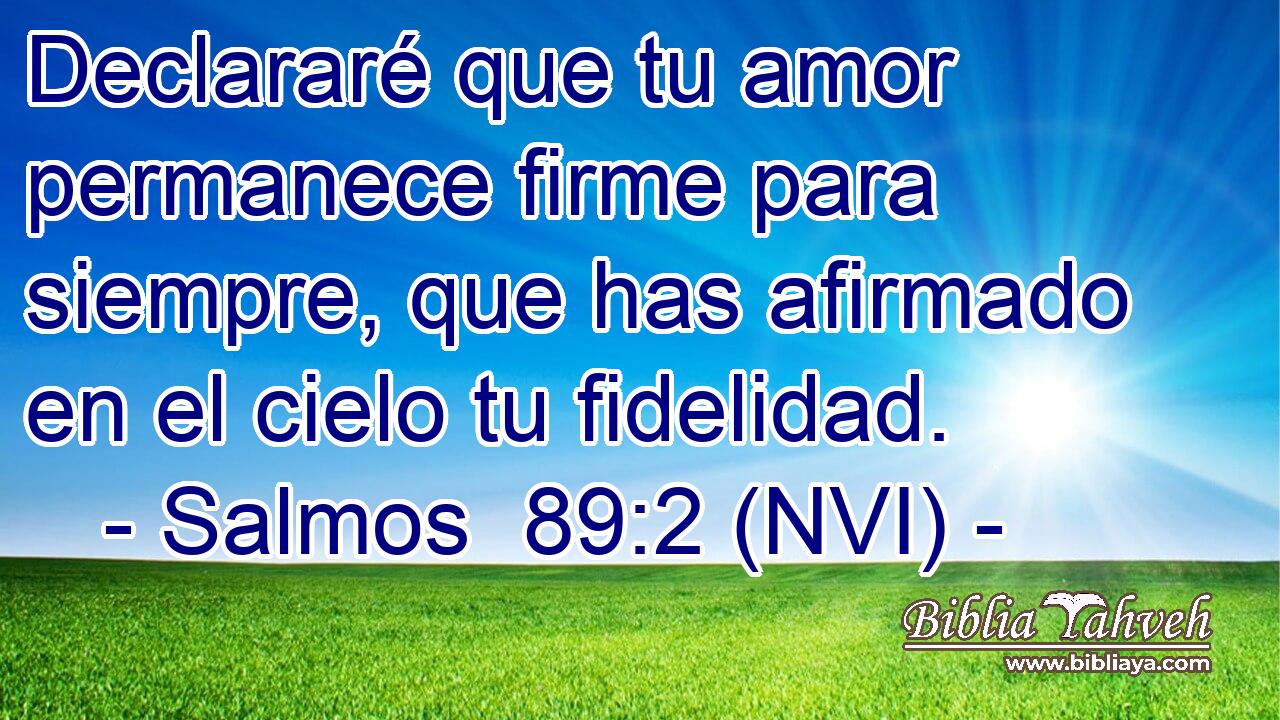  Declararé que tu amor permanece firme para siempre, que has afirmado en el cielo tu fidelidad. 
