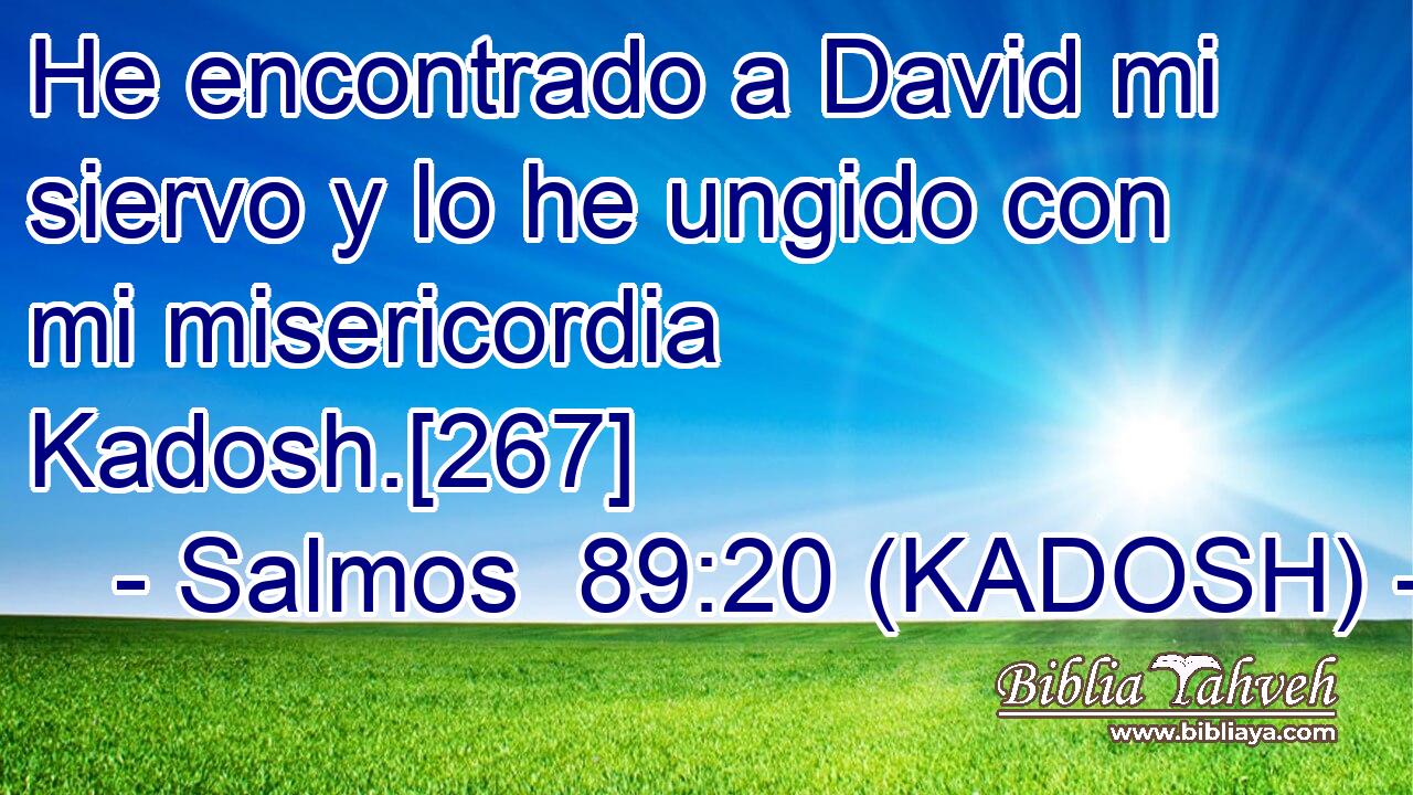  He encontrado a David mi siervo y lo he ungido con mi misericordia Kadosh.[267] 