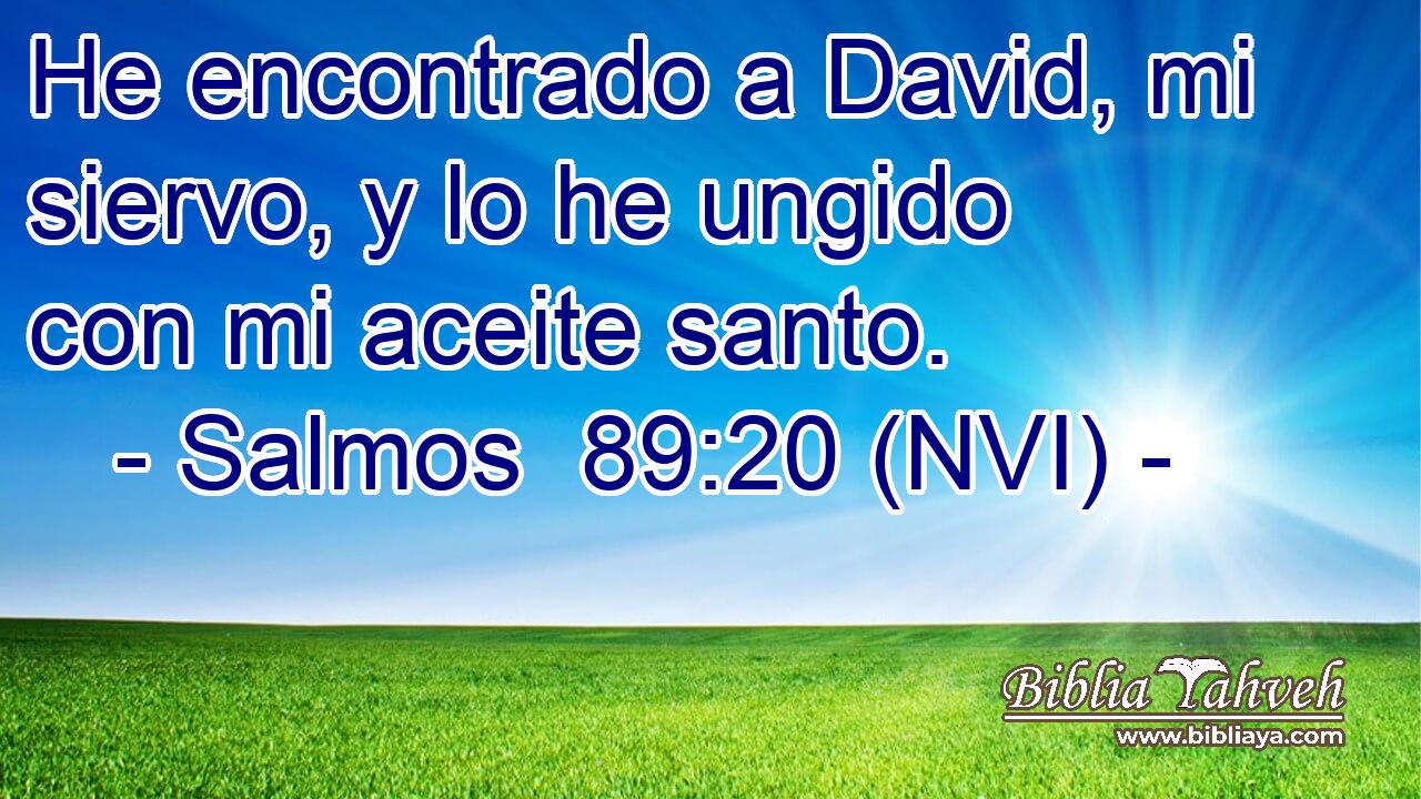  He encontrado a David, mi siervo, y lo he ungido con mi aceite santo. 