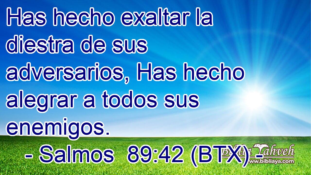 Has hecho exaltar la diestra de sus adversarios, Has hecho alegrar a todos sus enemigos.