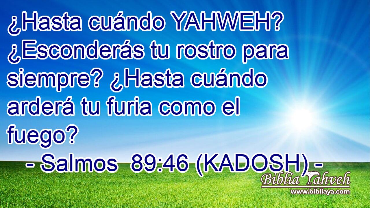  ¿Hasta cuándo YAHWEH? ¿Esconderás tu rostro para siempre? ¿Hasta cuándo arderá tu furia como el fuego? 