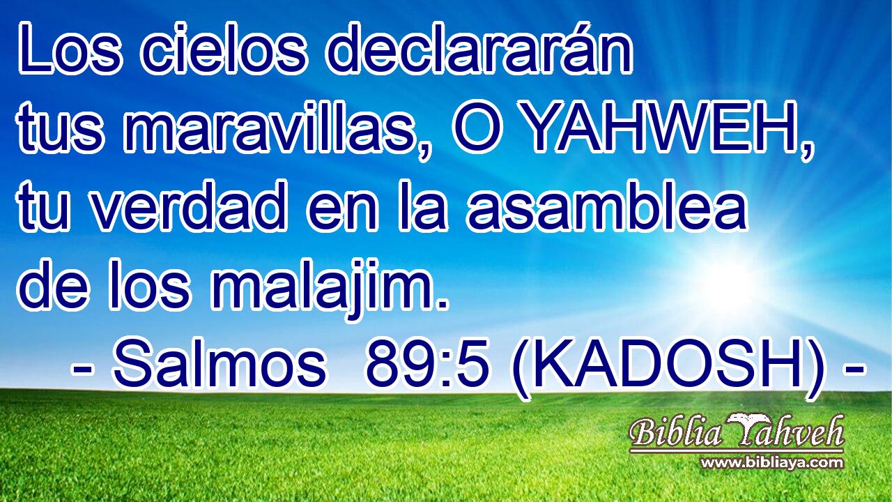  Los cielos declararán tus maravillas, O YAHWEH, tu verdad en la asamblea de los malajim. 