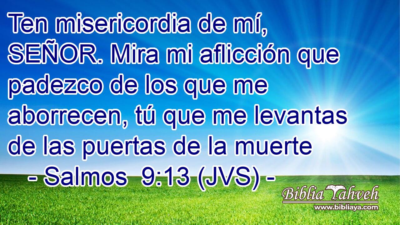 Ten misericordia de mí, SEÑOR. Mira mi aflicción que padezco de los que me aborrecen, tú que me levantas de las puertas de la muerte