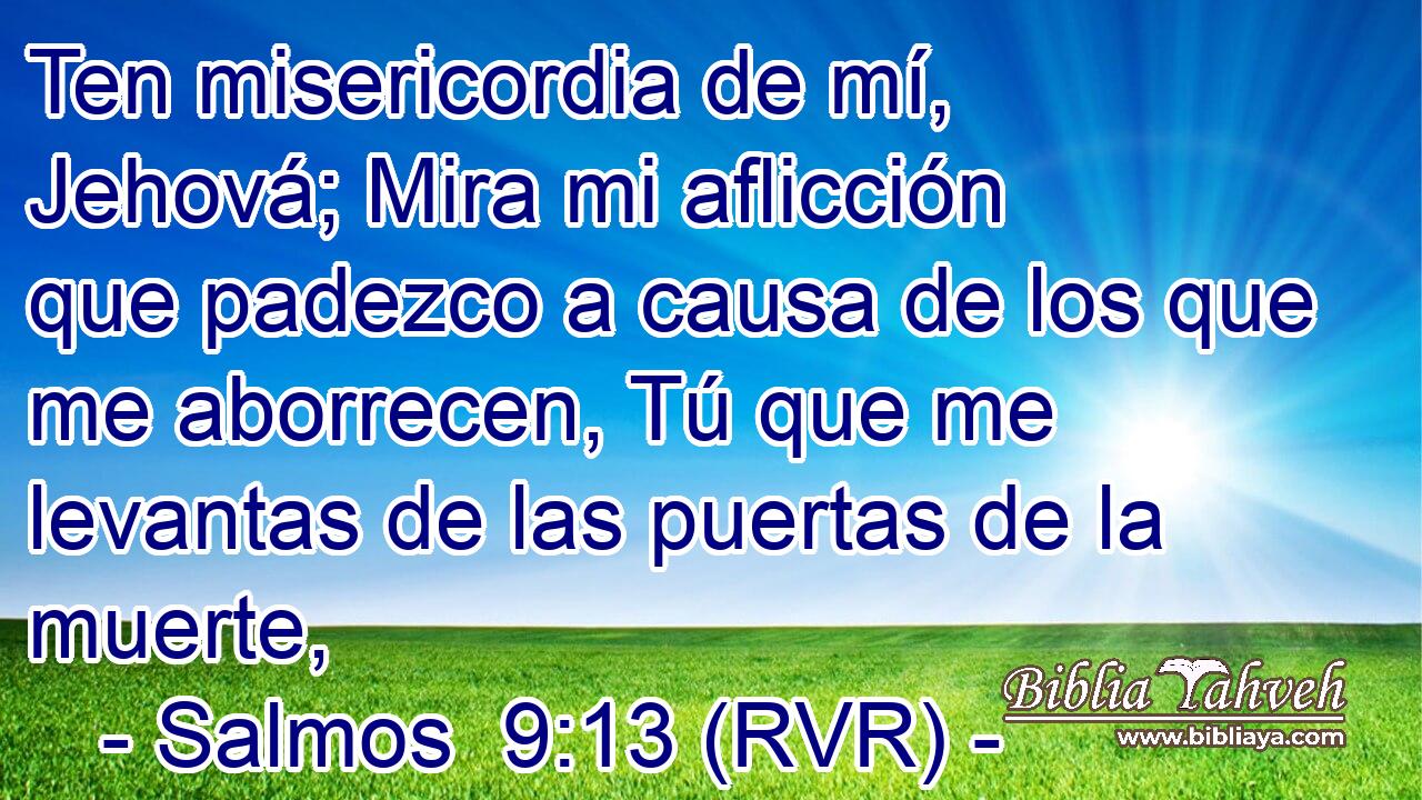 Ten misericordia de mí, Jehová; Mira mi aflicción que padezco a causa de los que me aborrecen, Tú que me levantas de las puertas de la muerte,