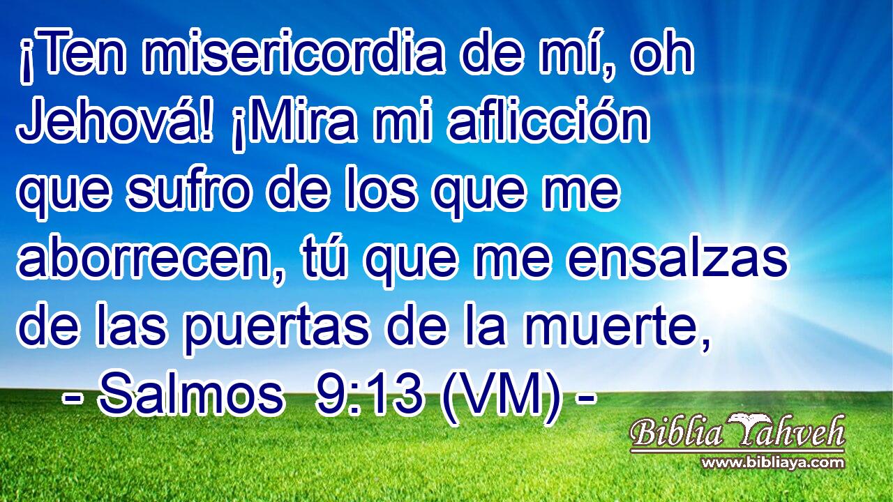  ¡Ten misericordia de mí, oh Jehová! ¡Mira mi aflicción que sufro de los que me aborrecen, tú que me ensalzas de las puertas de la muerte, 
