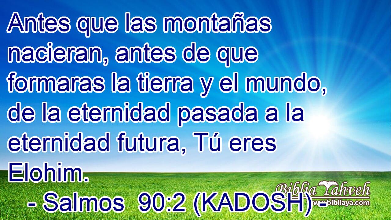  Antes que las montañas nacieran, antes de que formaras la tierra y el mundo, de la eternidad pasada a la eternidad futura, Tú eres Elohim. 