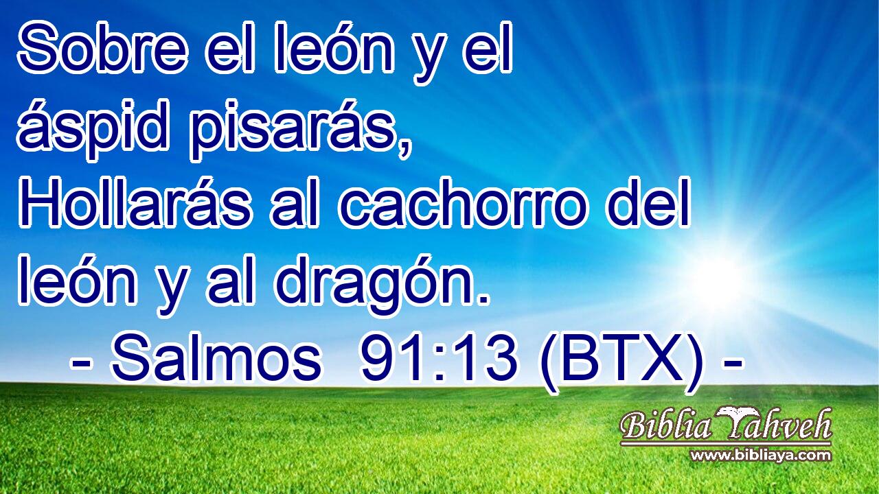 Sobre el león y el áspid pisarás, Hollarás al cachorro del león y al dragón.