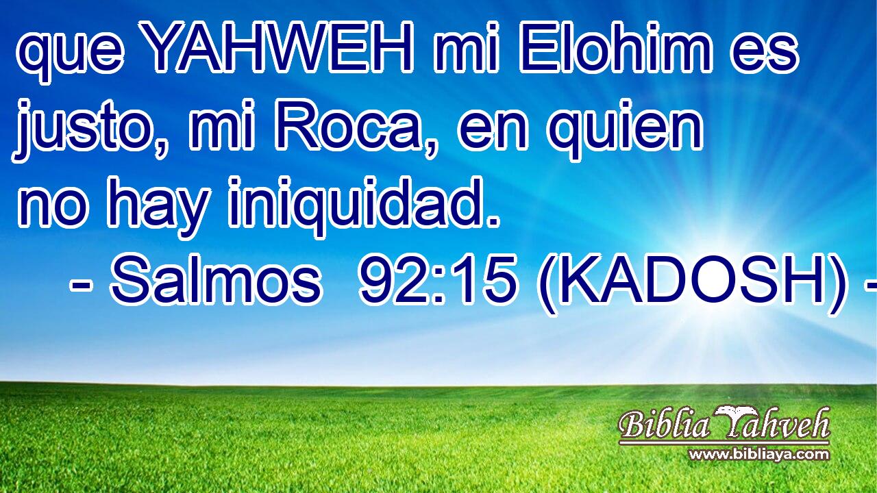  que YAHWEH mi Elohim es justo, mi Roca, en quien no hay iniquidad. 