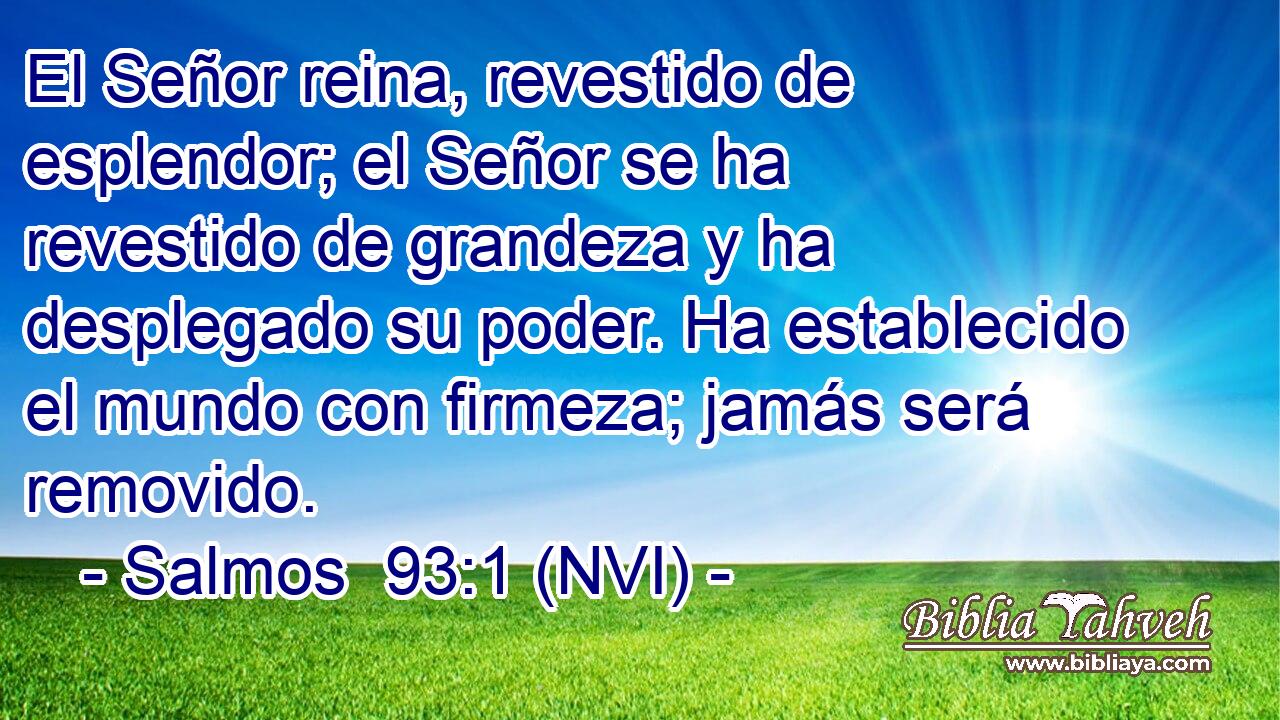  El Señor reina, revestido de esplendor; el Señor se ha revestido de grandeza y ha desplegado su poder. Ha establecido el mundo con firmeza; jamás será removido. 