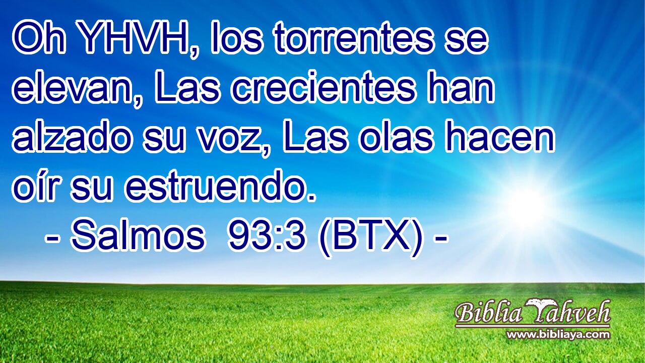 Oh YHVH, los torrentes se elevan, Las crecientes han alzado su voz, Las olas hacen oír su estruendo.