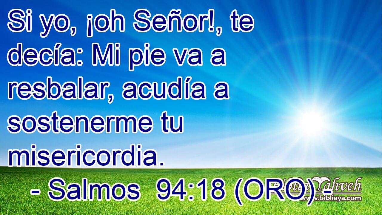  Si yo, ¡oh Señor!, te decía: Mi pie va a resbalar, acudía a sostenerme tu misericordia. 