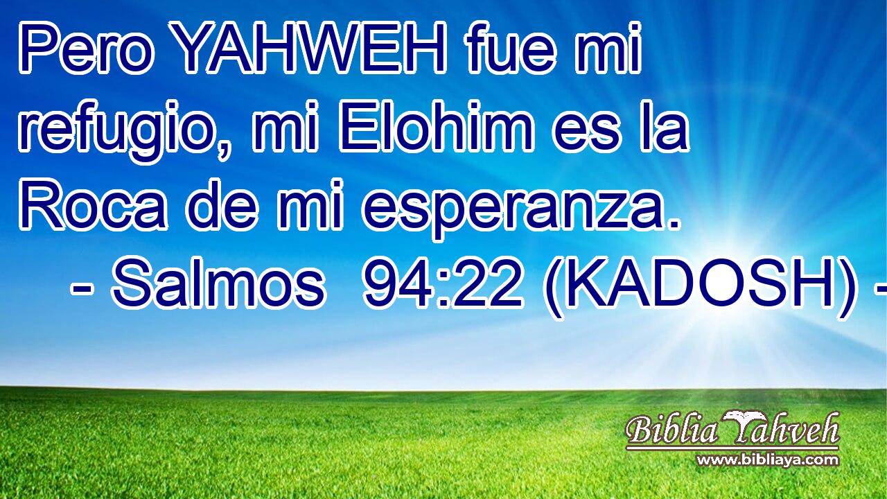  Pero YAHWEH fue mi refugio, mi Elohim es la Roca de mi esperanza. 