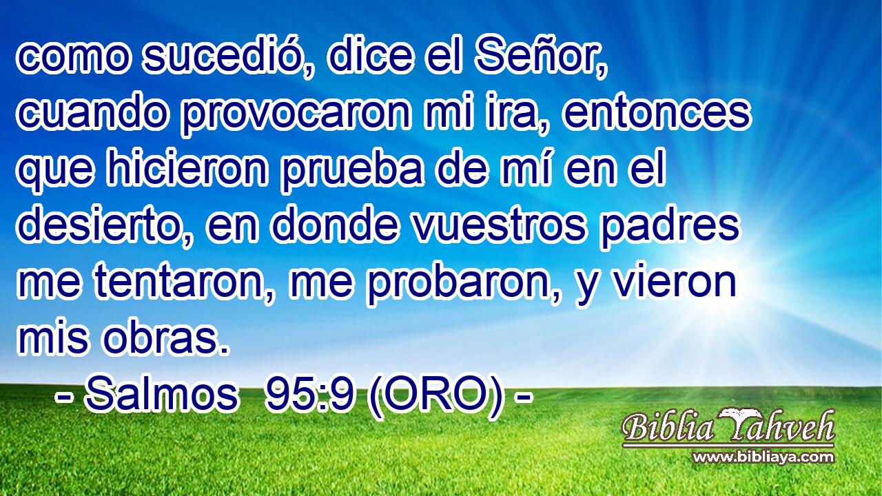  como sucedió, dice el Señor, cuando provocaron mi ira, entonces que hicieron prueba de mí en el desierto, en donde vuestros padres me tentaron, me probaron, y vieron mis obras. 