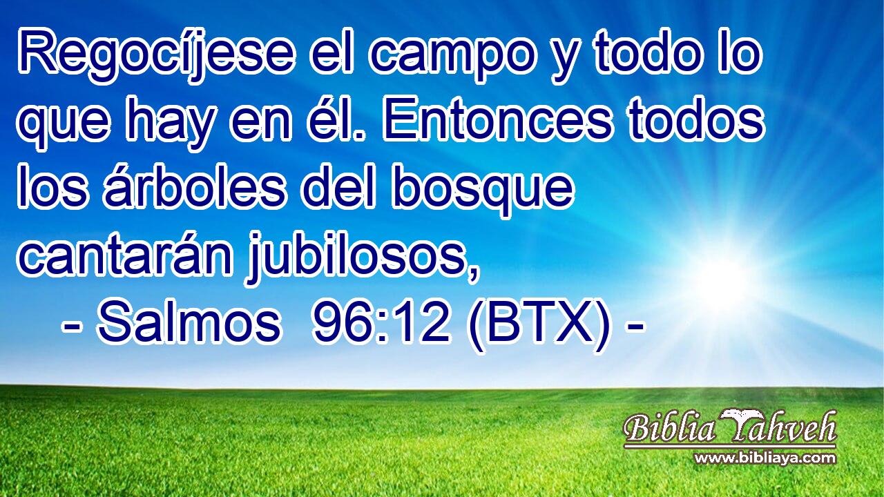 Regocíjese el campo y todo lo que hay en él. Entonces todos los árboles del bosque cantarán jubilosos,