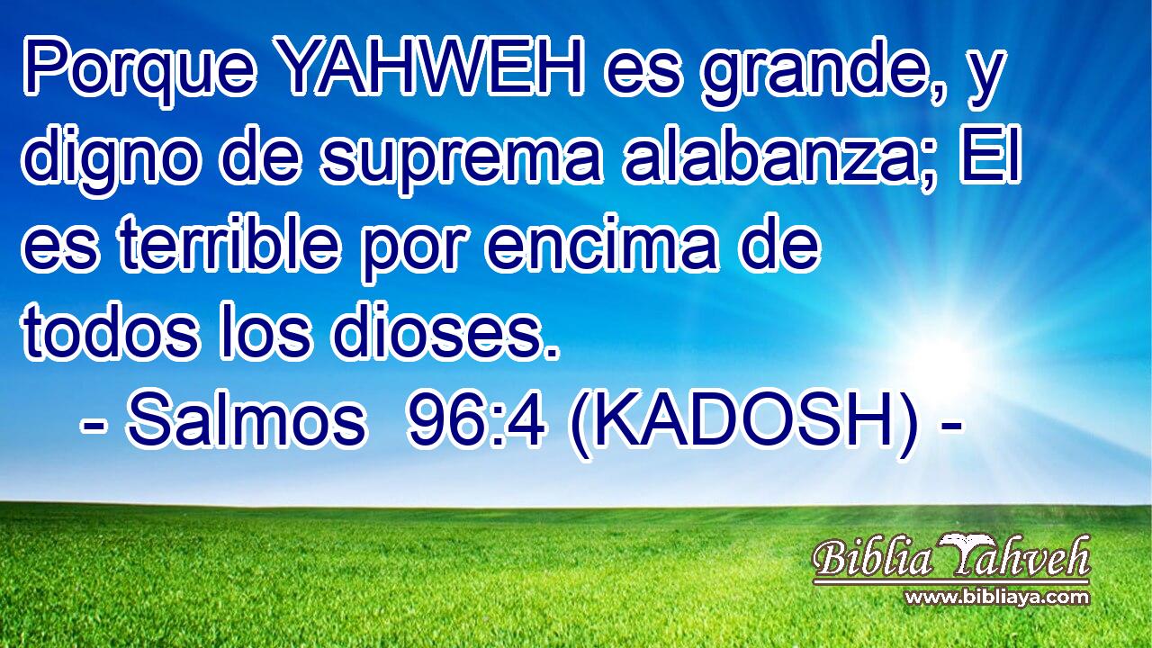 Porque YAHWEH es grande, y digno de suprema alabanza; El es terrible por encima de todos los dioses. 