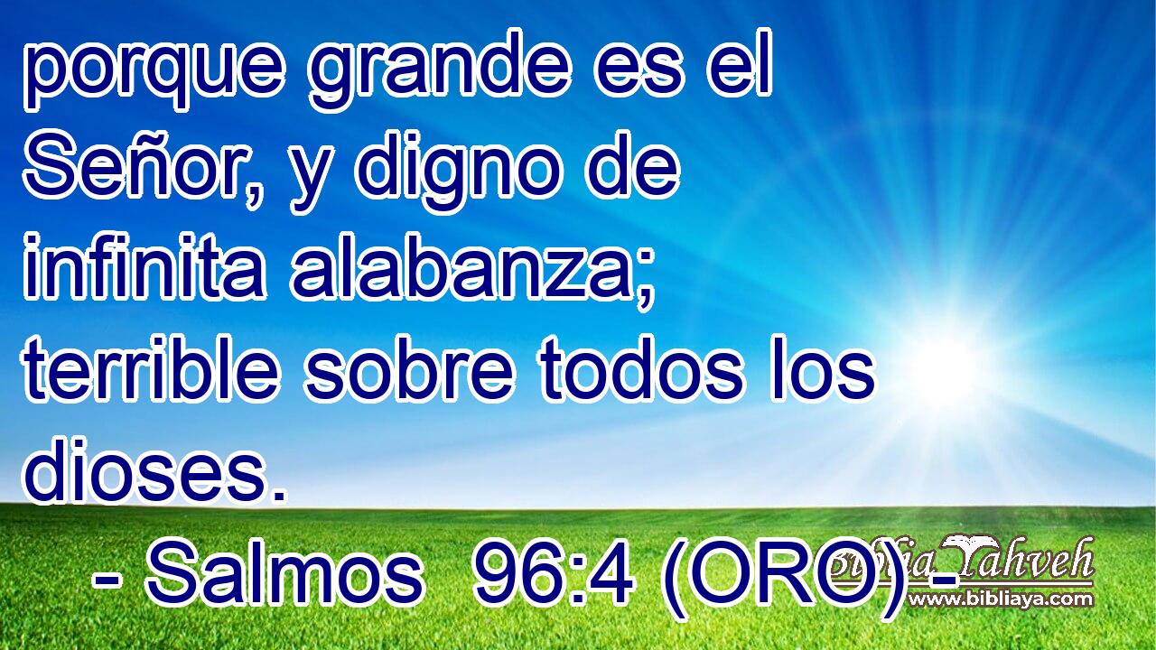  porque grande es el Señor, y digno de infinita alabanza; terrible sobre todos los dioses. 